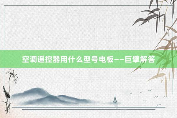 空调遥控器用什么型号电板——巨擘解答